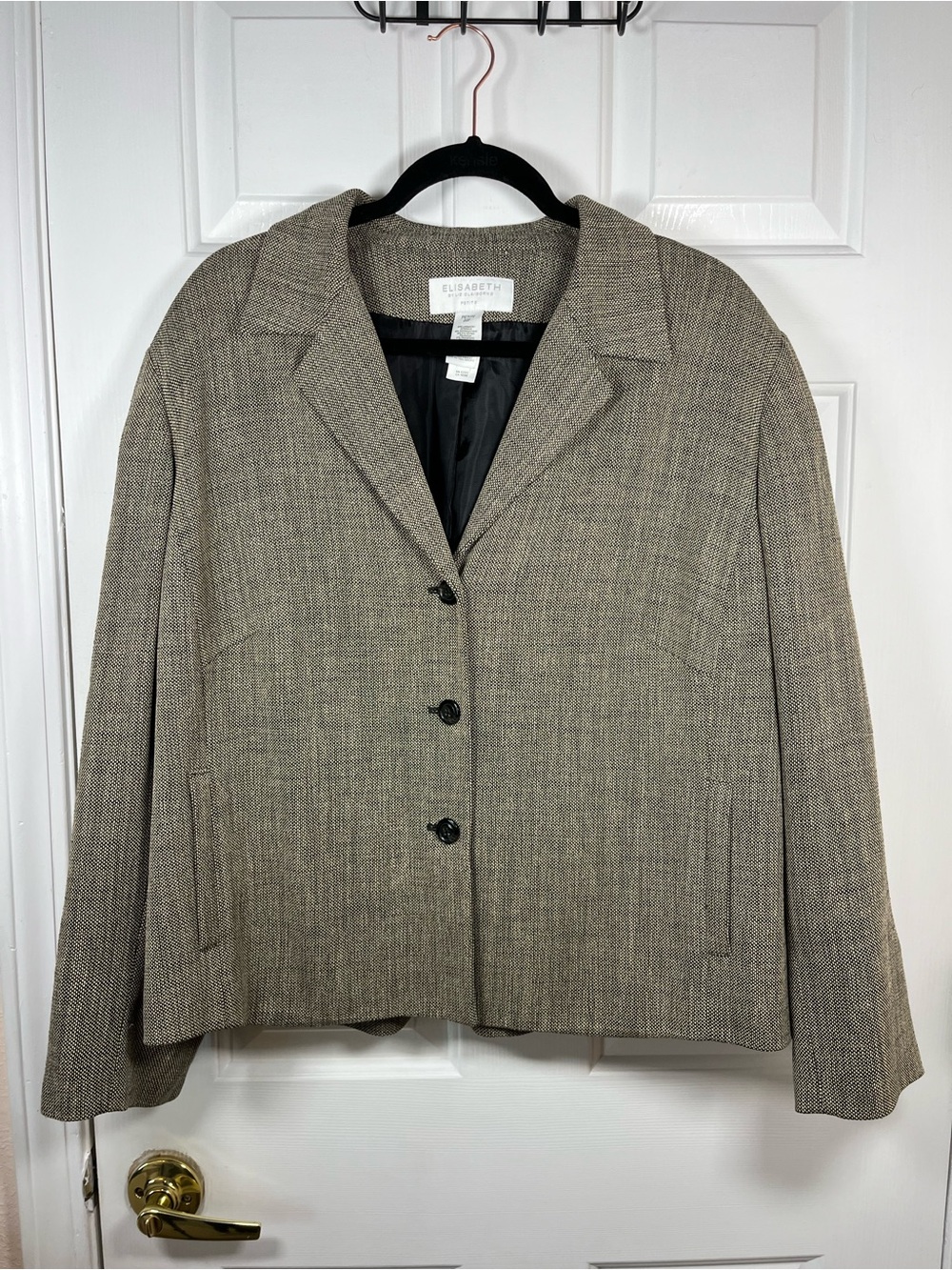 Elizabeth Liz Claiborne - Taupe - Herringbone Blazer - Size - 20P